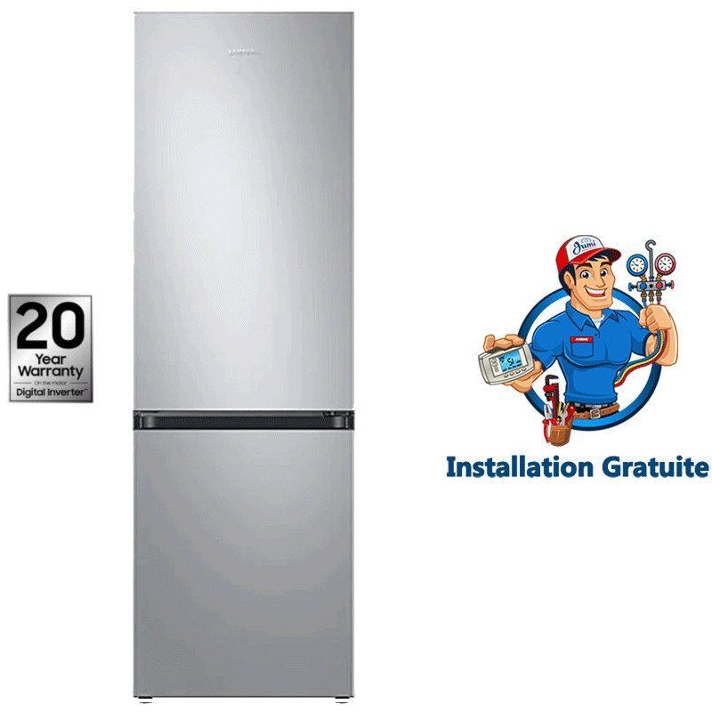 RÉFRIGÉRATEUR COMBINÉ SAMSUNG 340L NOFROST SILVER (RB34T600FSA)