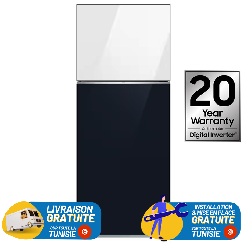 Réfrigérateur Samsung RT42 / 415 LITRES / NoFrost / Inverter / WiFi / Blanc et Bleu + LIVRAISON + INSTALLATION ET MISE EN PLACE GRATUITES