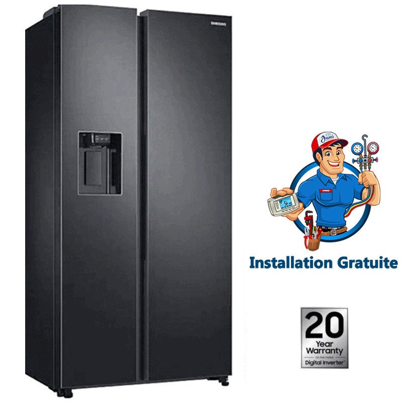 Réfrigérateur Samsung Side By Side 617L Nofrost Noir (RS68A8820B1)
