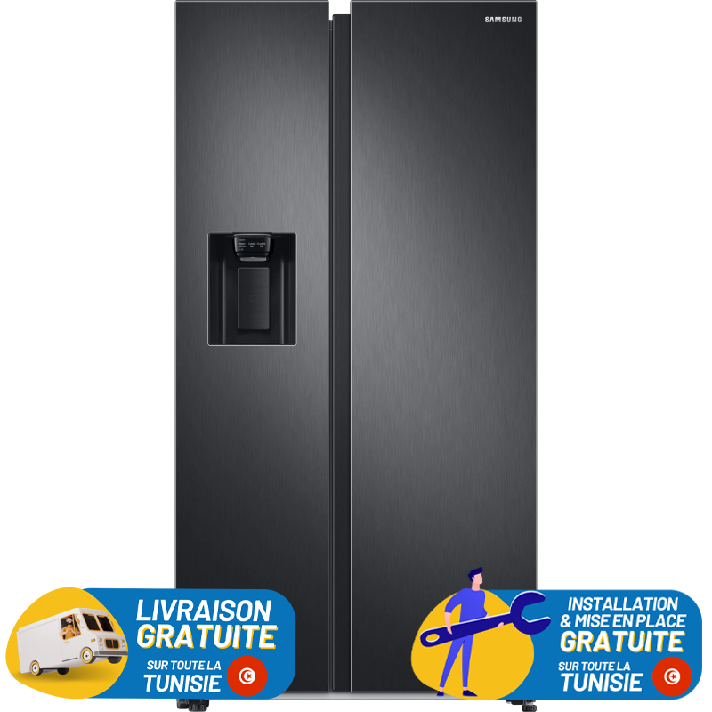 Réfrigérateur Samsung Side by Side RS68 Twin Cooling 609L / Noir + Livraison + Installation et Mise en Place Gratuites
