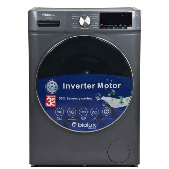 Lave Linge Frontal Inverter BIOLUX MAXY-90S 9Kg - Silver