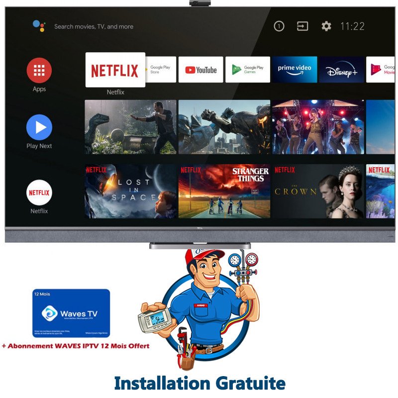 Téléviseur Mini LED TCL C825 55" UHD Android Smart Noir