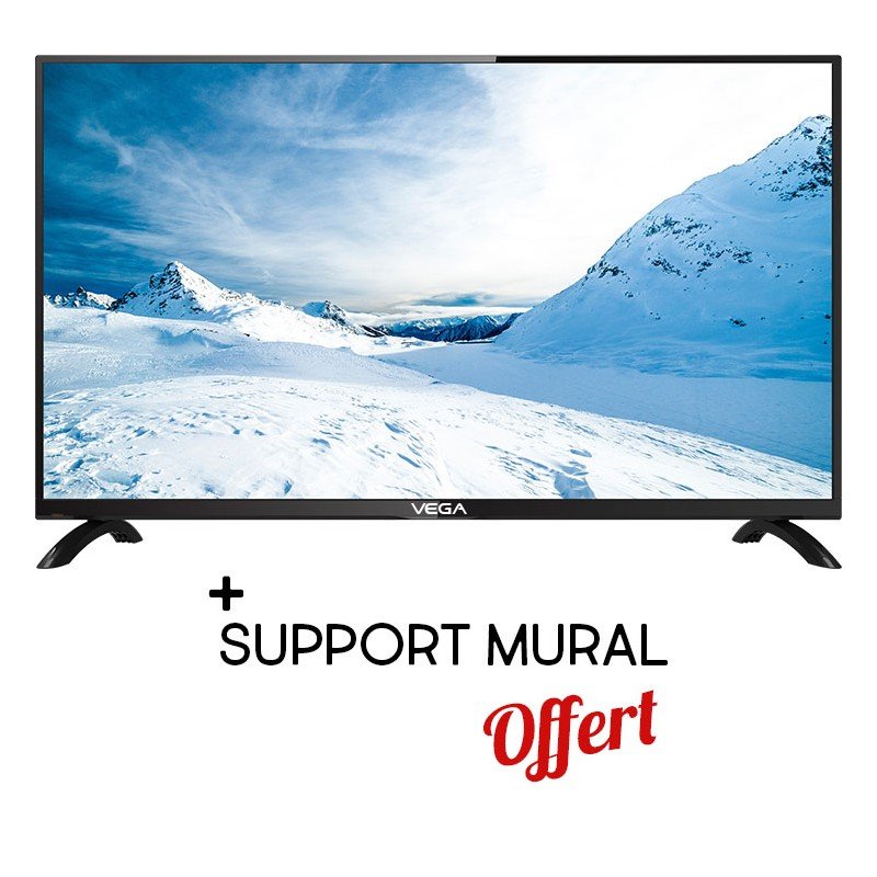 Téléviseur VEGA 40" HD LED / Noir + Support mural Offert