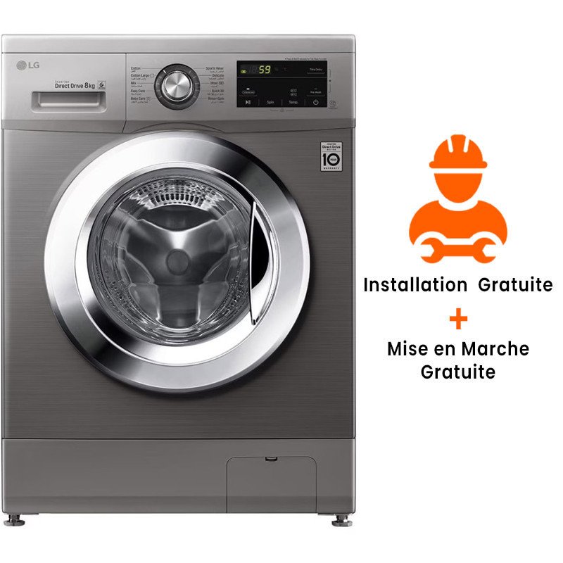 Machine à Laver Frontale LG FH2J3TNG5P 8Kg Direct Drive - Silver