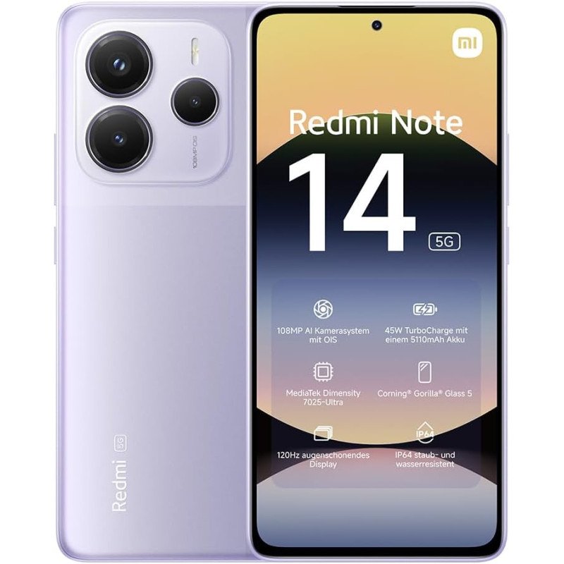 Smartphone XIAOMI Redmi Note 14 / 5G / 6 Go / 128 Go / Violet
